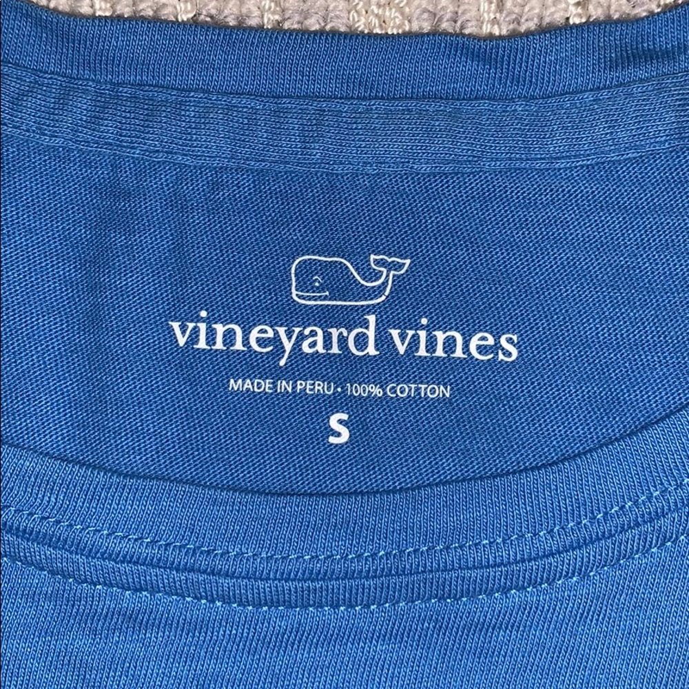 Vineyard Vines Blue Tee with Green Whale - Picture 5 of 6